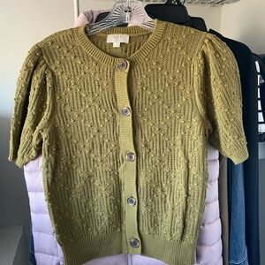 LOFT Women's Olive Green Short Sleeve Sweater